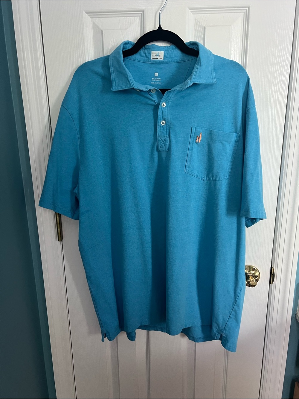 johnnie-O Men's Teal Short-Sleeve Pocket Polo XXL